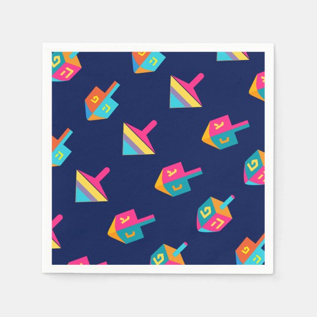 Hanukkiah Happy Hanukkah Jewish dreidel Menorah Pappersservett (Framsidan)