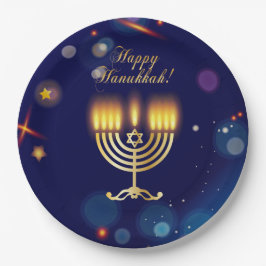 Hanukkiah Happy Hanukkah Jewish Gold Menorah