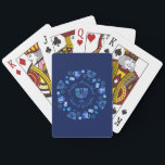Hanukkiah Lycklig Hanukkah Jewish Helgdag Menorah Casinokort<br><div class="desc">Hanukkiah Symbol. Lycklig Hanukkah Party judisk Helgdag Blue Menorah. Judiska Helgdag Chanukkah-Dekorationen med traditionell dekorationssymbol för Chanuka - Navy Blue färg hanukkiah menorah, ljusskygghet med ljus, stjärnan av David och nyblå ljus illustration. Hanukkah Festival of ljus Event Dekoration. Jerusalem, Israel. Idrott, Leksak och spel > Leksak och spel > Kortspel...</div>