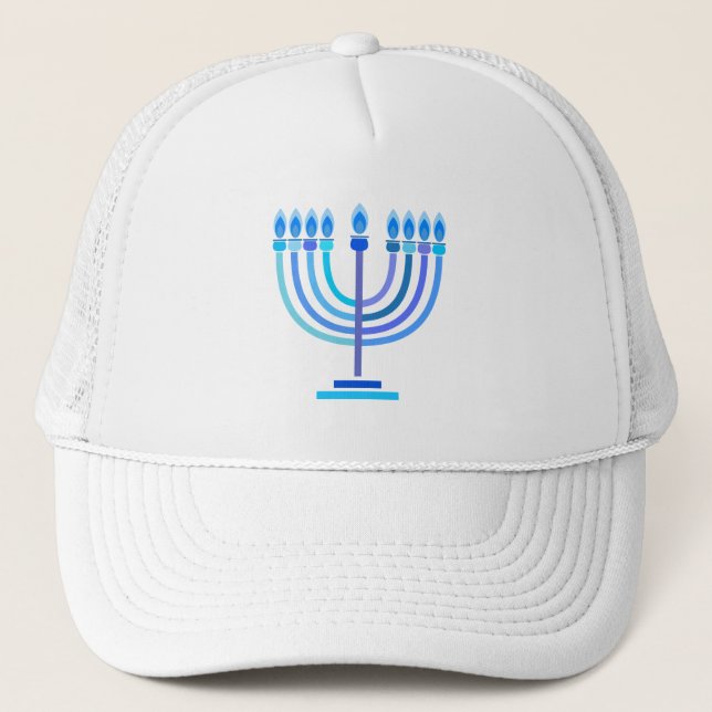 Hanukkiah Lycklig Hanukkah Jewish Helgdag Menorah Keps (Framsida)
