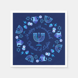 Hanukkiah Lycklig Hanukkah Jewish Helgdag Menorah Pappersservett