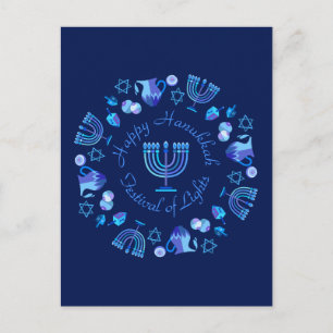 Hanukkiah Lycklig Hanukkah Jewish Helgdag Menorah Vykort