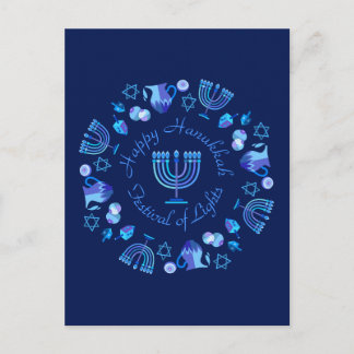 Hanukkiah Lycklig Hanukkah Jewish Helgdag Menorah Vykort