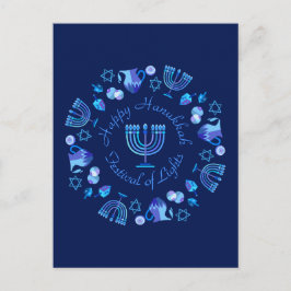 Hanukkiah Lycklig Hanukkah Jewish Helgdag Menorah Vykort