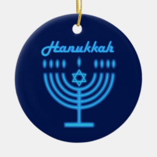Hanukkiah Lycklig Hanukkah judisk Helgdag Menorah Julgransprydnad Keramik