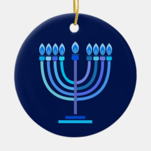 Hanukkiah Lycklig Hanukkah judisk Helgdag Menorah Julgransprydnad Keramik