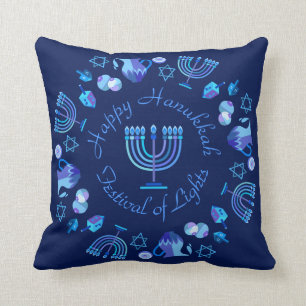 Hanukkiah Lycklig Hanukkah judisk Helgdag Menorah Kudde