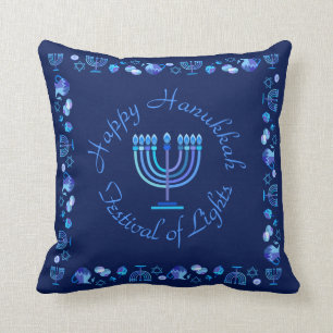 Hanukkiah Lycklig Hanukkah judisk Helgdag Menorah Kudde