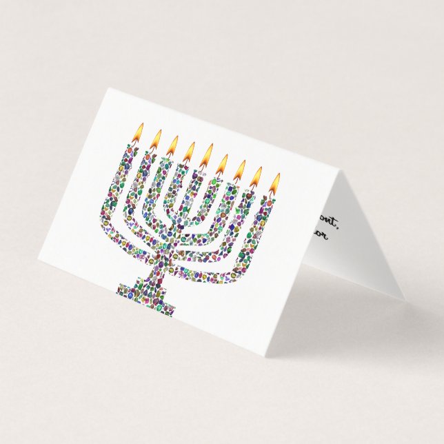 Hanukkiah tillverkad med Gemstones-mappat kort (Framsida)