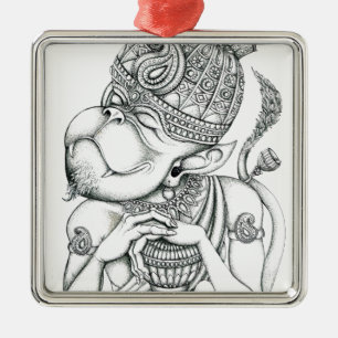 Hanuman apagud julgransprydnad metall