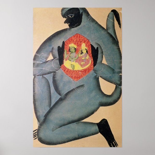 Hanuman avslöjande Rama och Sita Poster (Framsidan)