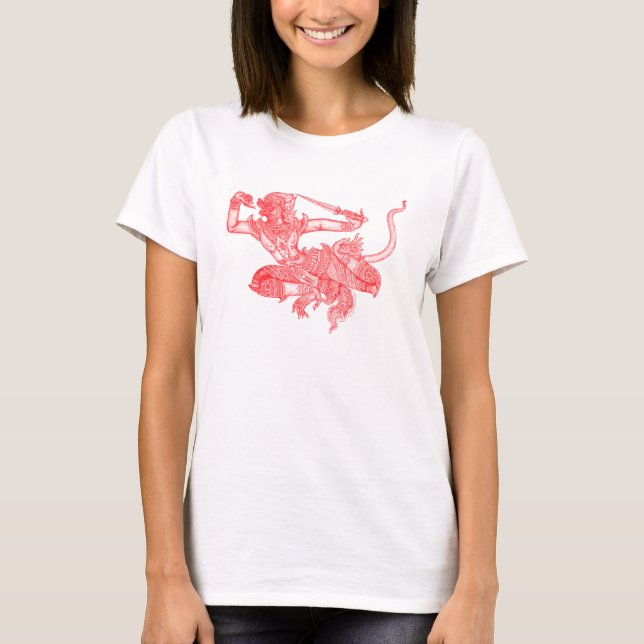 Hanuman gammal bokillustration t-shirt (Framsida)