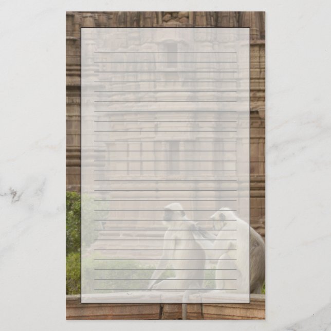 Hanuman Langurs eller Black-face, Common eller Grå Brevpapper (Framsida)