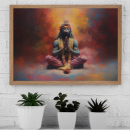Hanuman Pastel Rainbow Färg Stänk Painting Art Poster