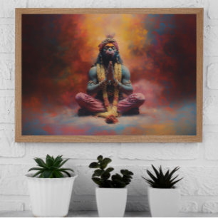Hanuman Pastel Rainbow Färg Stänk Painting Art Poster