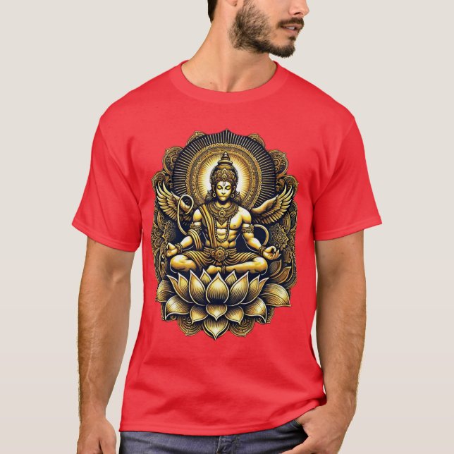 Hanuman: Radiant Protector in Divine Harmony T Shirt (Framsida)