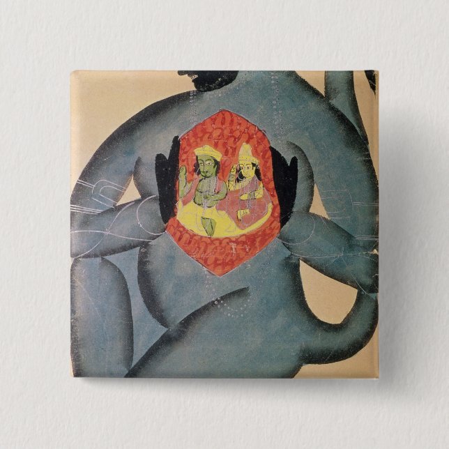 Hanuman som avslöjer Rama och Sita Knapp (Framsida)