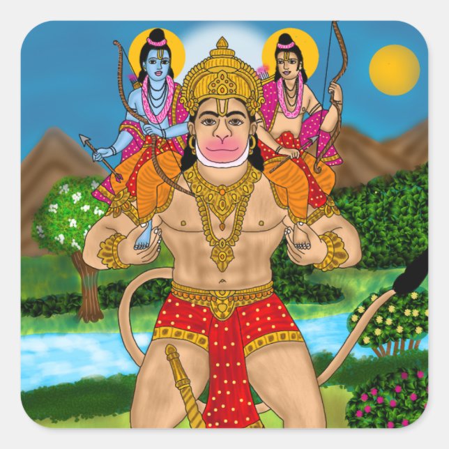 Hanuman Sticker Fyrkantigt Klistermärke (Framsida)