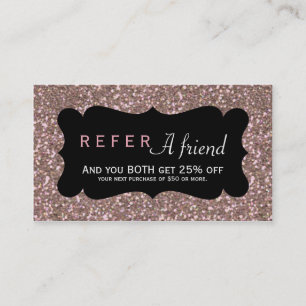 HÄNVIJS EN VÄN Rosa Rosa Guld Glitter Klientkort Rabattkort