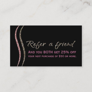 HÄNVIJS EN VÄN Svart Glitter Guld & Rosa Kort