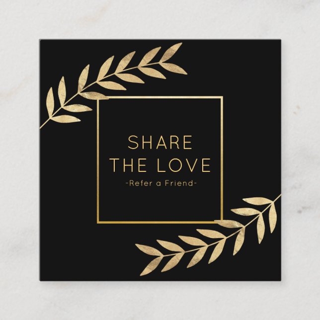 Hänvisa en hänskjutningssalong för guldguld Löv Fyrkantigt Visitkort (Framsida)