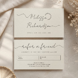Hänvisa En Vän Elegant Kalligrafi Skript Neutral Rabattkort
