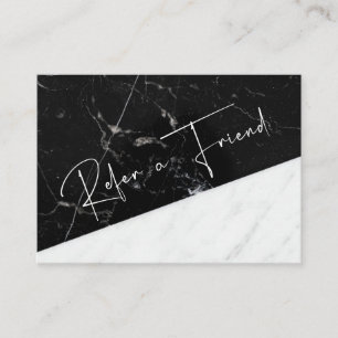 Hänvisa till en friend Black White Marble Business Rabattkort