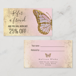 hänvisa till en kompis Butterfly-logotyp Visitkort
