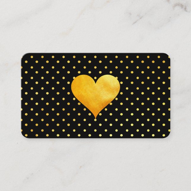 Hänvisning till Cutesy Guld Heart Polka Dot Mönste Rabattkort (Framsida)