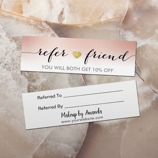 Hänvisning till elegant Minimal Guld Heart Ro Guld Litet Visitkort (Skapare uppladdad)