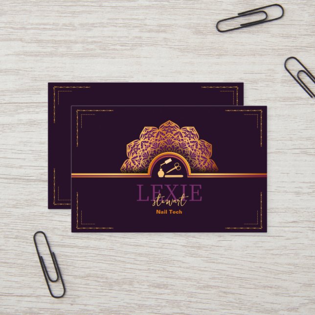 Hänvisning till elegant och Classy Nagel Tech Visitkort (Fram/Back In Situ)