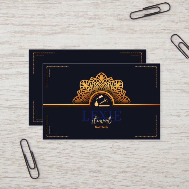 Hänvisning till elegant och Classy Nagel Tech Visitkort (Fram/Back In Situ)