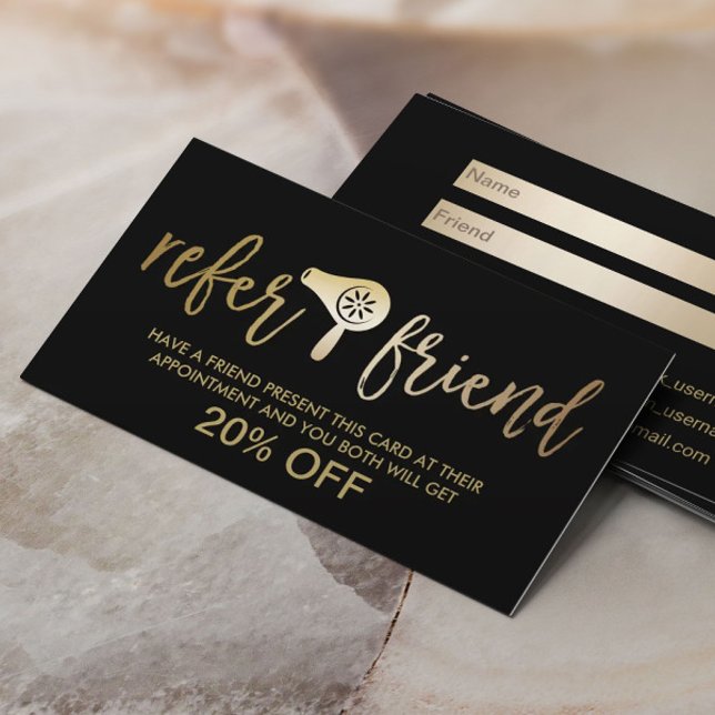 Hänvisning till Hair & Makeup Artist Black & Guld  Rabattkort (Skapare uppladdad)
