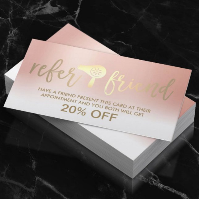 Hänvisning till Hair Stylist Pastel Ro Guld Salon  Rabattkort (Skapare uppladdad)