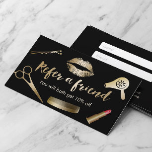 Hänvisning till Modern Black & Guld Beauty Salon Rabattkort