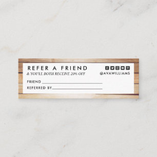 Hänvisning till modern Luxe Wood Clean Layout Mini Visitkort