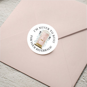 Hänvisning till rosa Watercolor Front Door Real Go Runt Klistermärke