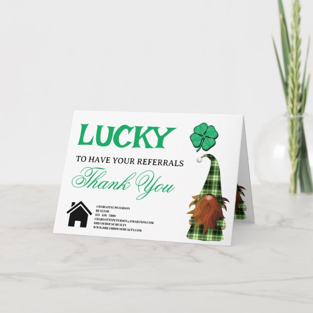 Hänvisning till Sankt Patrick-dagen i Realtor Gods Tack Kort (Framsida)