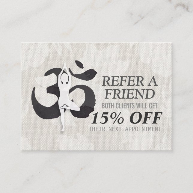 Hänvisning till YOGA Pose OM-teckningsmeditation-i Rabattkort (Framsida)