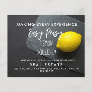 Hänvisningar till gods LEMON Meddelandevykort Flygblad
