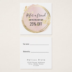 Hänvisningskort för rosa cirkelformning fyrkantigt visitkort