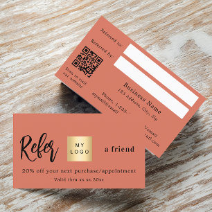 Hänvisningskort för Terracotta qr-logotyp - affärs Rabattkort
