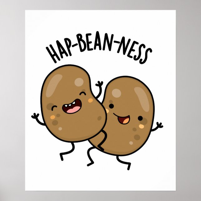 Hap-babe-ness Funny Bean Pun Poster (Framsidan)
