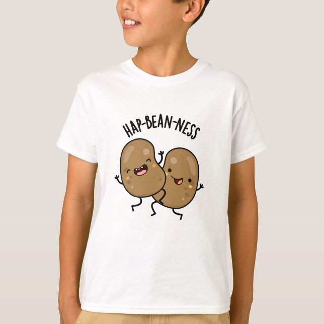 Hap-babe-ness Funny Bean Pun T Shirt (Framsida)