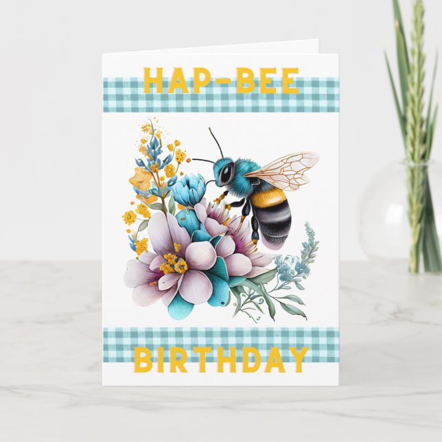 Hap-Bee Birthday Card Kort (Framsida)