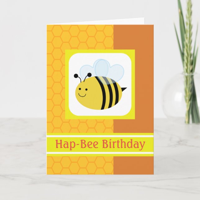 Hap-Bee Födelsedags Humla Bikaka Kort (Framsida)