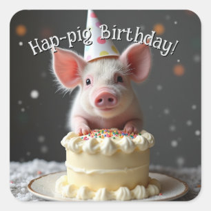 Hap gris Birthday Fyrkantigt Klistermärke
