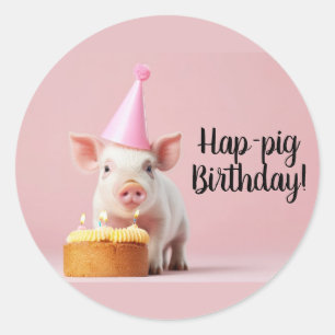 Hap-gris födelsedag! runt klistermärke