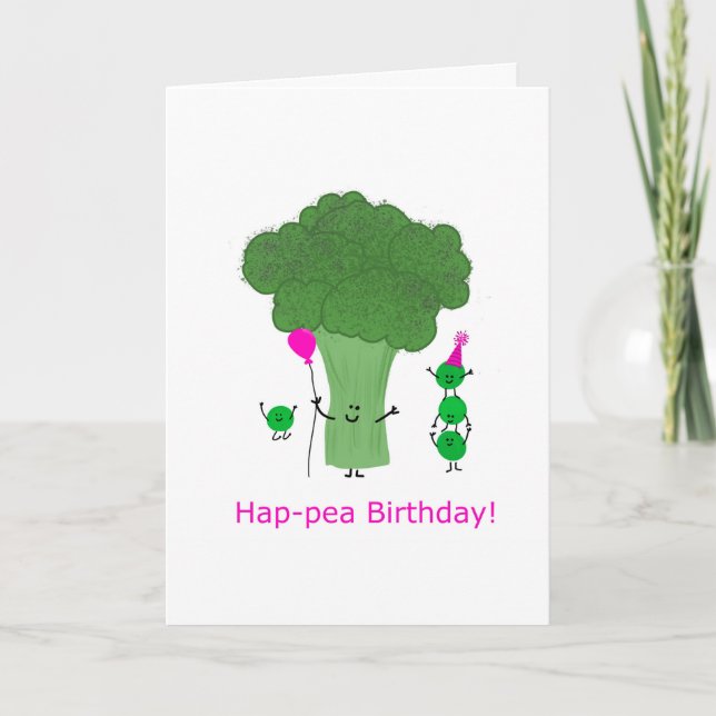 Hap-pea Birthday, Kärlek du Bunches Punny Card Kort (Framsida)