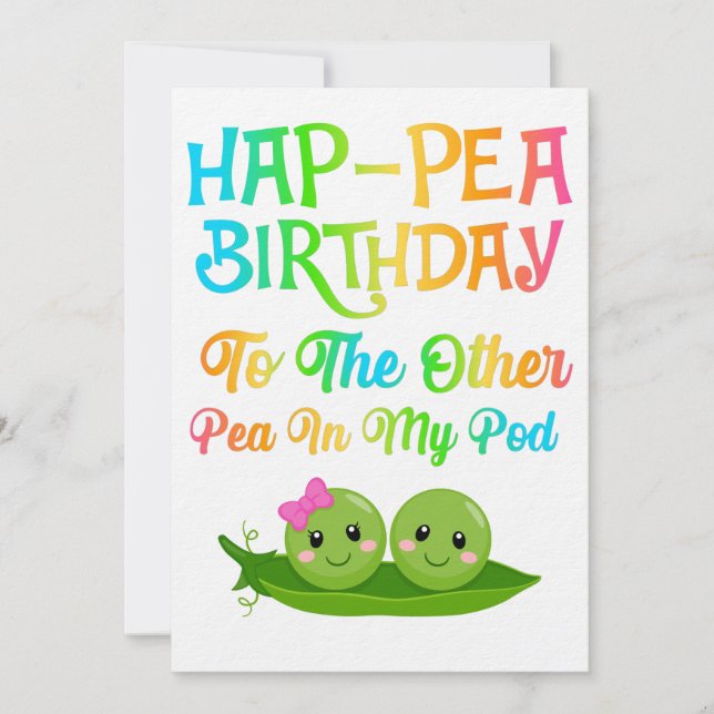 Hap-pea Birthday till den andra ärten i min pod Spara Datumet (Framsida)